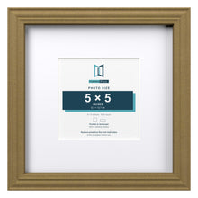 Devon Gold 9 x 9 inch picture frame with a white mount for a 5 x 5 inch photo