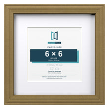 Devon Gold 9 x 9 inch picture frame with a white mount for a 6 x 6 inch photo
