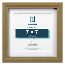 Devon Gold 9 x 9 inch picture frame with a white mount for a 7 x 7 inch photo