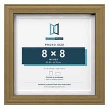Devon Gold 9 x 9 inch picture frame with a white mount for an 8 x 8 inch photo