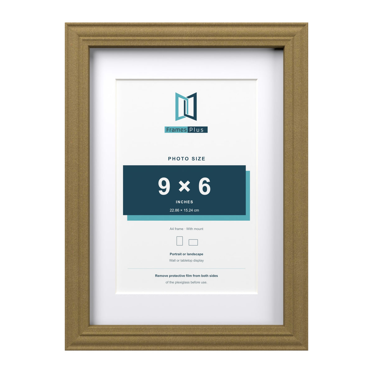 Devon Gold A4 picture frame with a white mount for a 9 x 6 inch photo