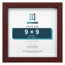 Devon Mahogany 10 x 10 inch picture frame with a white mount for a 9 x 9 inch photo