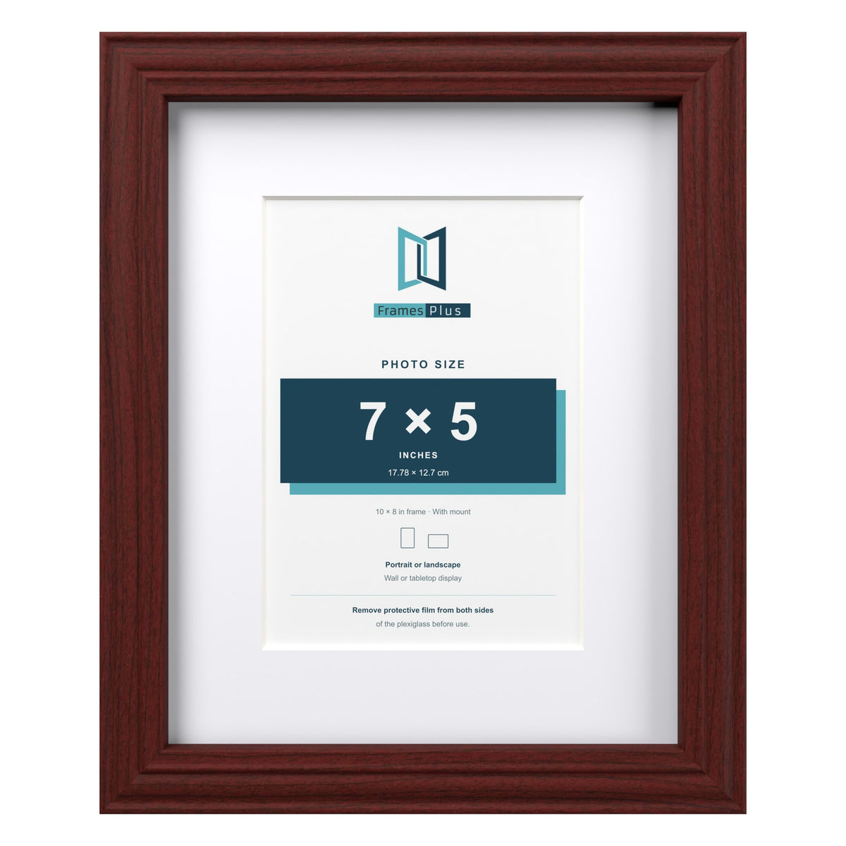 Devon Mahogany 10 x 8 inch picture frame with a white mount for a 7 x 5 inch photo