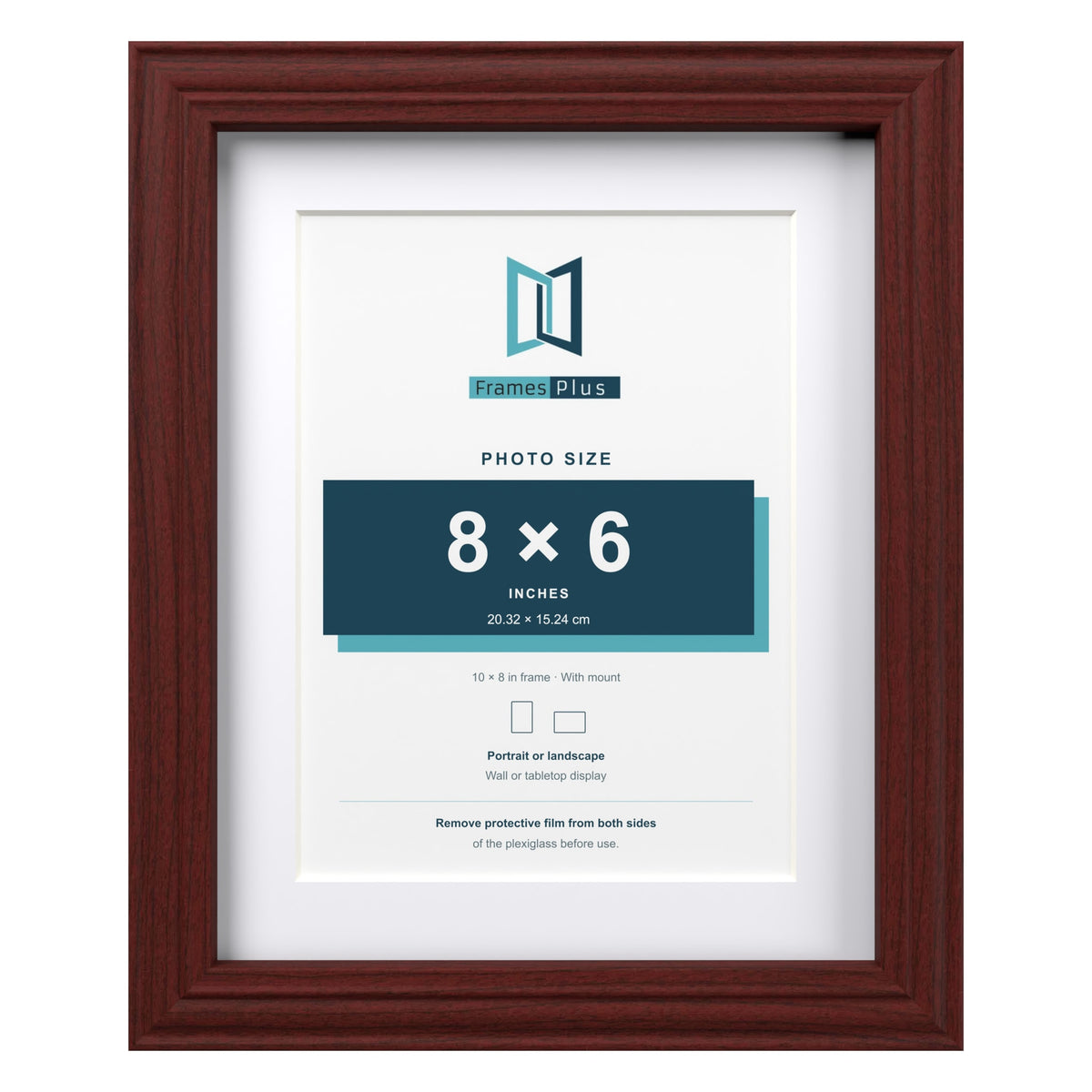 Devon Mahogany 10 x 8 inch picture frame with a white mount for an 8 x 6 inch photo