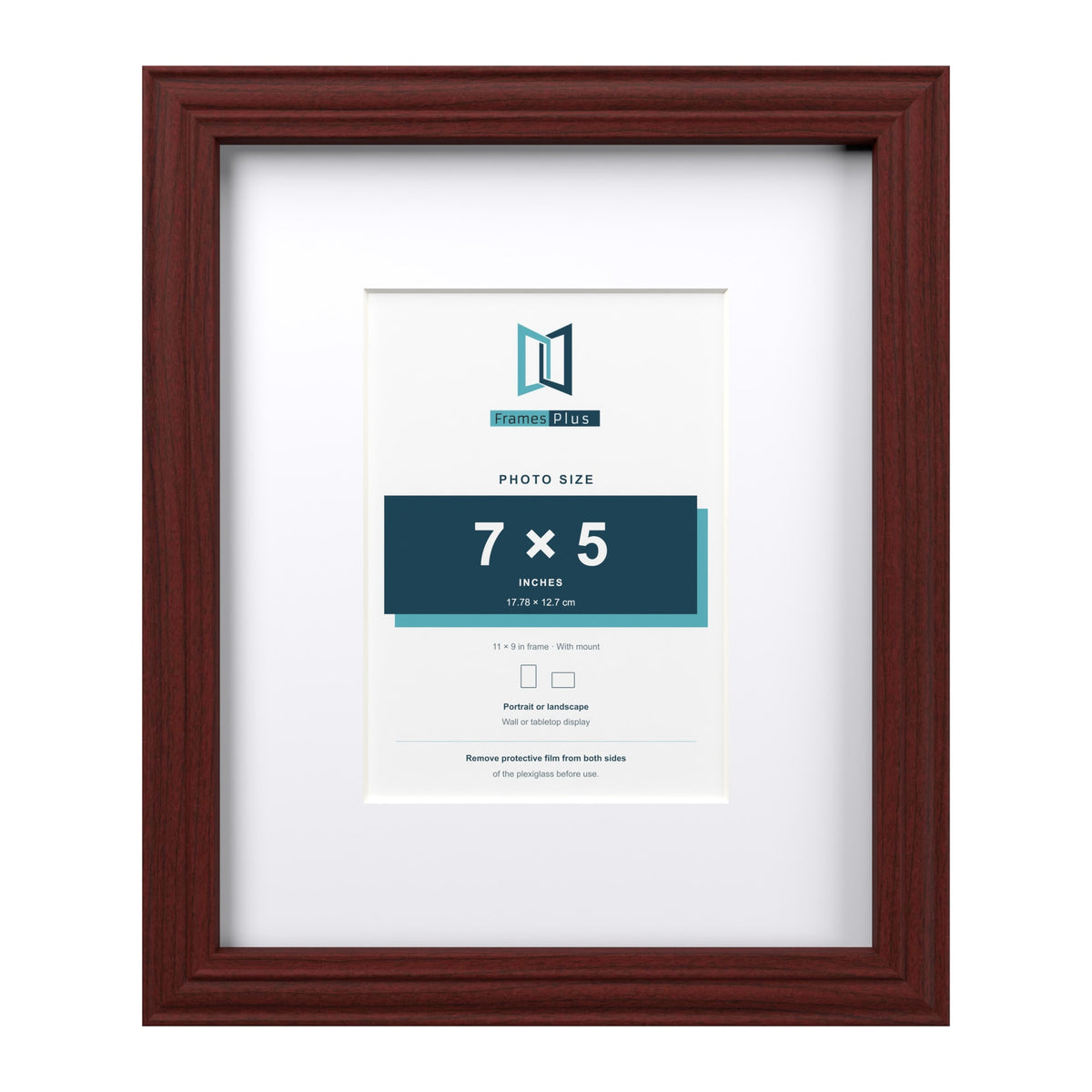 Devon Mahogany 11 x 9 inch picture frame with a white mount for a 7 x 5 inch photo