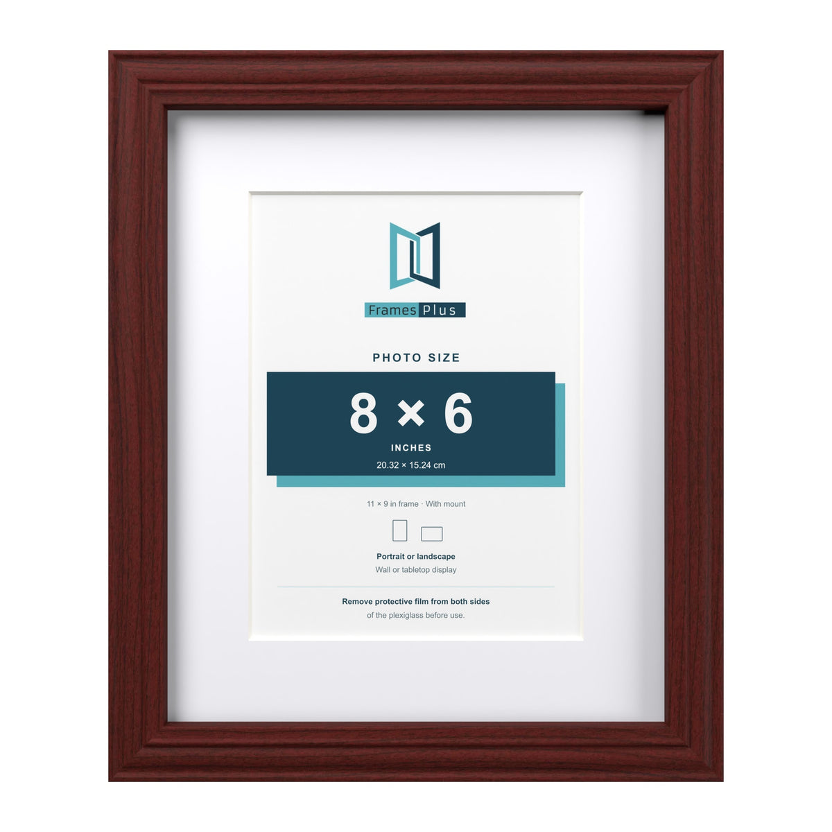 Devon Mahogany 11 x 9 inch picture frame with a white mount for an 8 x 6 inch photo