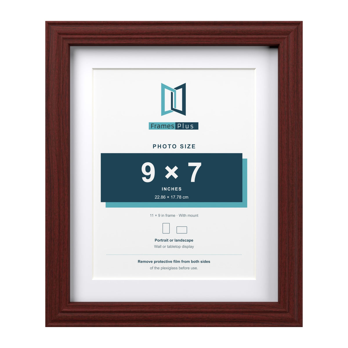 Devon Mahogany 11 x 9 inch picture frame with a white mount for a 9 x 7 inch photo