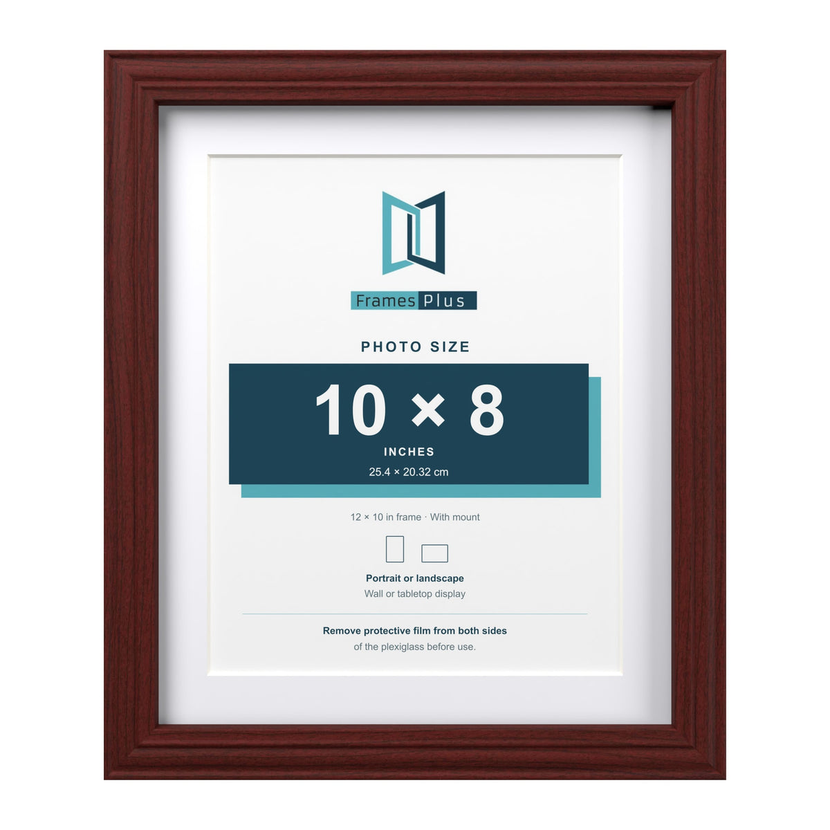 Devon Mahogany 12 x 10 inch picture frame with a white mount for a 10 x 8 inch photo