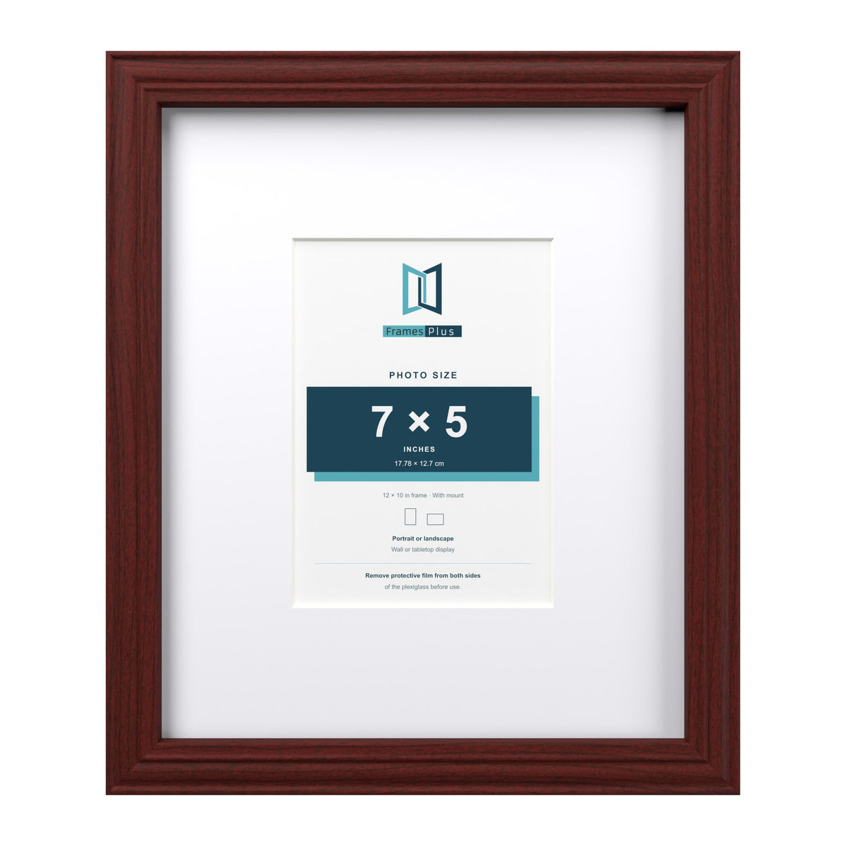 Devon Mahogany 12 x 10 inch picture frame with a white mount for a 7 x 5 inch photo