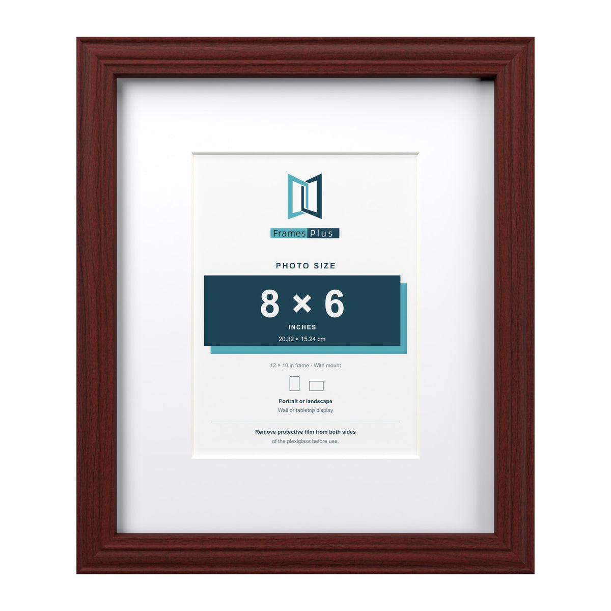Devon Mahogany 12 x 10 inch picture frame with a white mount for an 8 x 6 inch photo