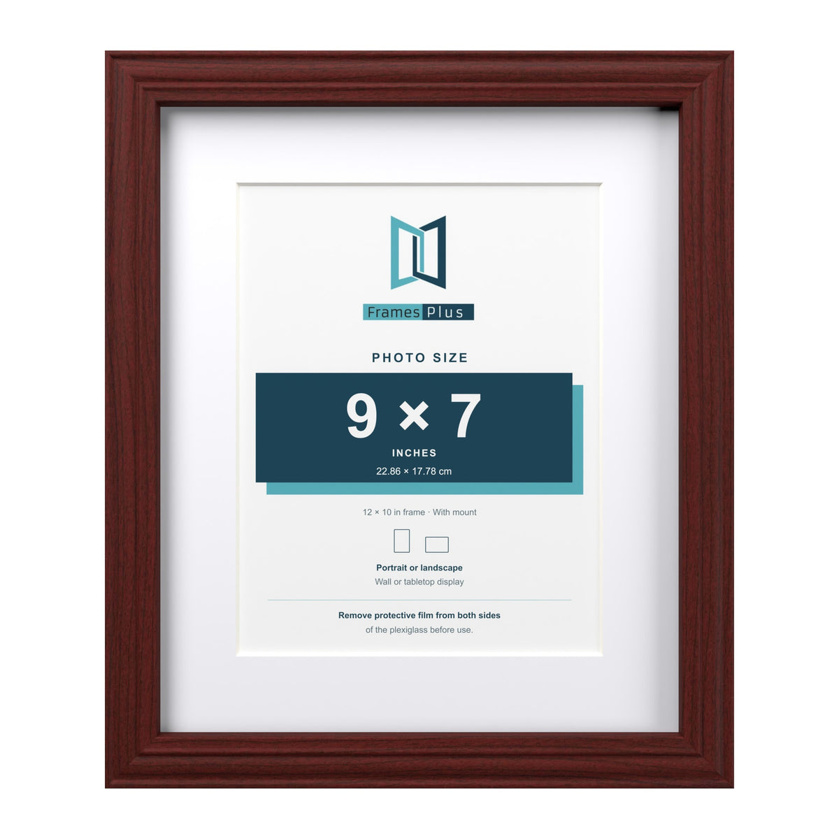 Devon Mahogany 12 x 10 inch picture frame with a white mount for a 9 x 7 inch photo