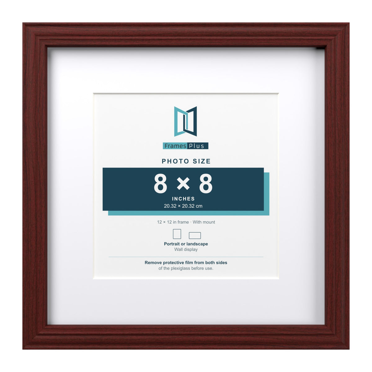 Devon Mahogany 12 x 12 inch picture frame with a white mount for an 8 x 8 inch photo