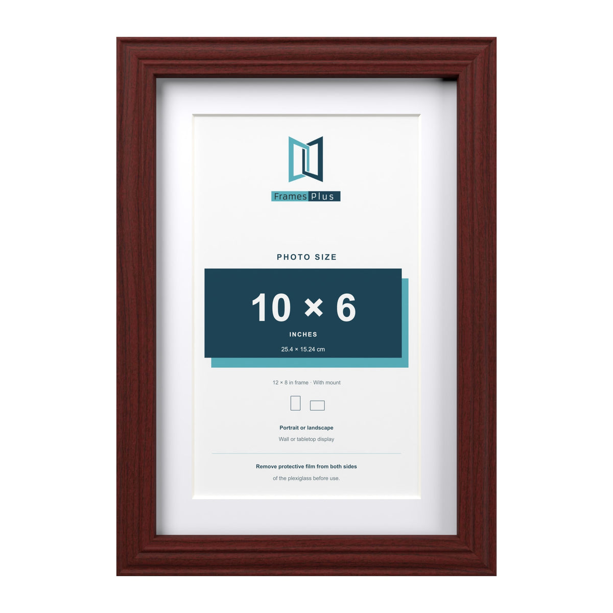 Devon Mahogany 12 x 8 inch picture frame with a white mount for a 10 x 6 inch photo