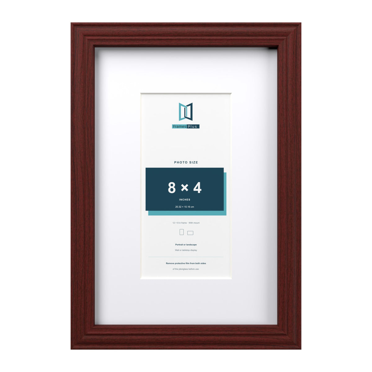 Devon Mahogany 12 x 8 inch picture frame with a white mount for an 8 x 4 inch photo