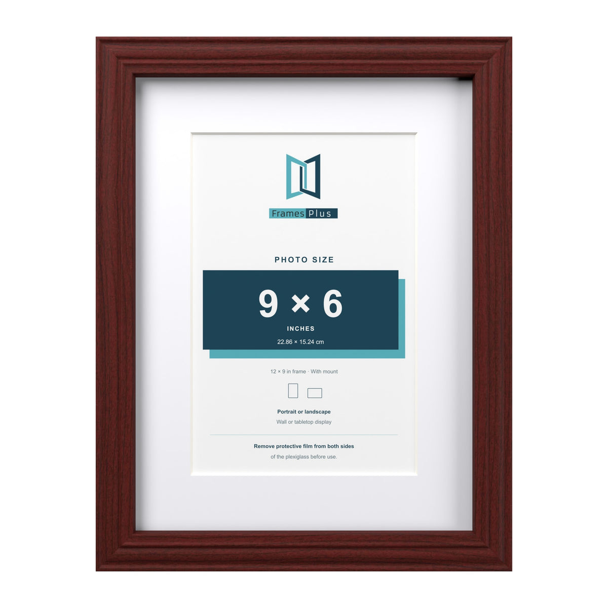 Devon Mahogany 12 x 9 inch picture frame with a white mount for a 9 x 6 inch photo