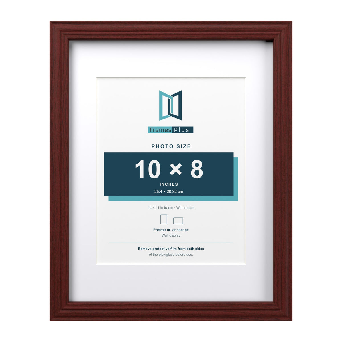 Devon Mahogany 14 x 11 inch picture frame with a white mount for a 10 x 8 inch photo