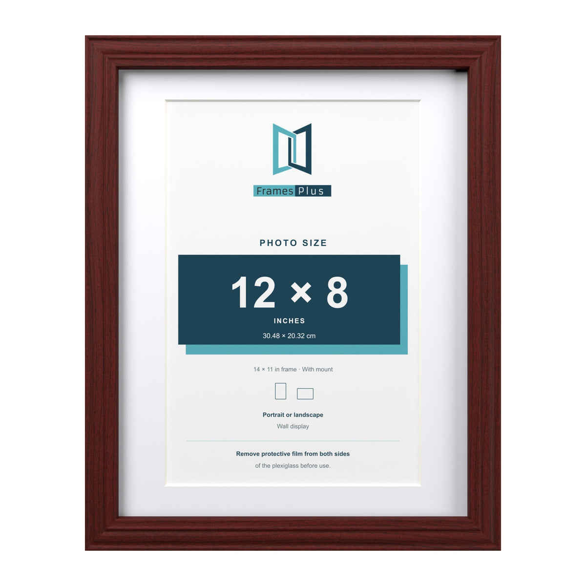 Devon Mahogany 14 x 11 inch picture frame with a white mount for a 12 x 8 inch photo