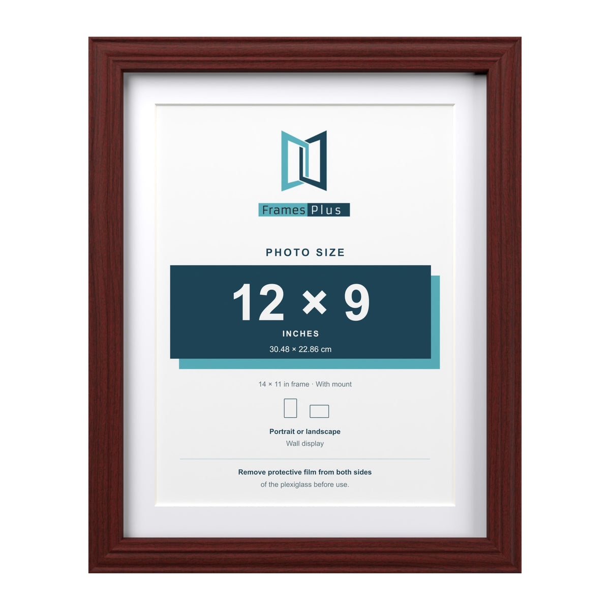 Devon Mahogany 14 x 11 inch picture frame with a white mount for a 12 x 9 inch photo