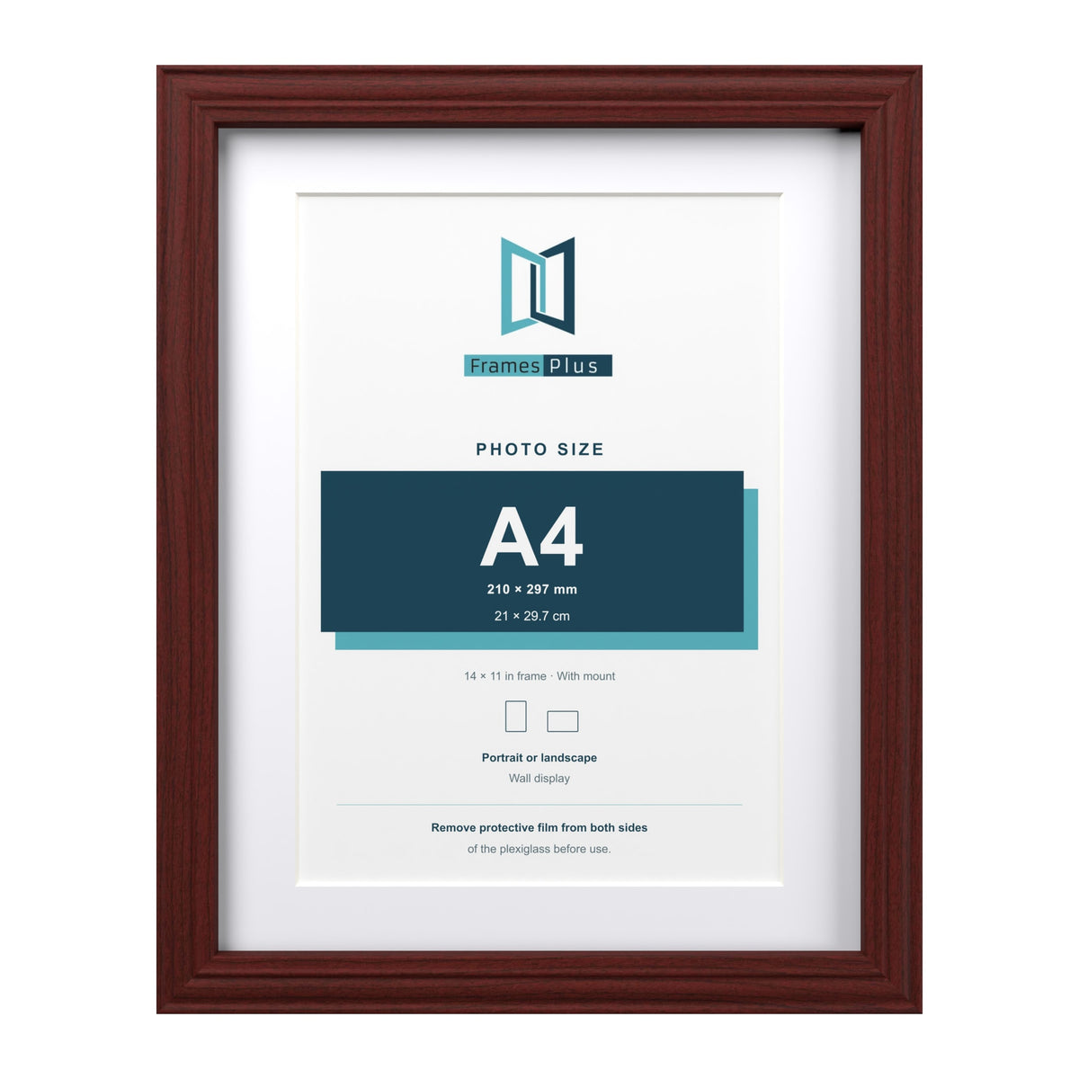 Devon Mahogany 14 x 11 inch picture frame with a white mount for an A4 photo