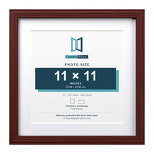 Devon Mahogany 14 x 14 inch picture frame with a white mount for an 11 x 11 inch photo