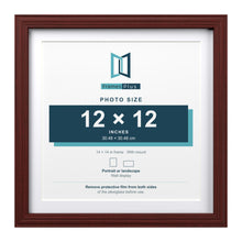 Devon Mahogany 14 x 14 inch picture frame with a white mount for a 12 x 12 inch photo