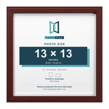 Devon Mahogany 14 x 14 inch picture frame with a white mount for a 13 x 13 inch photo