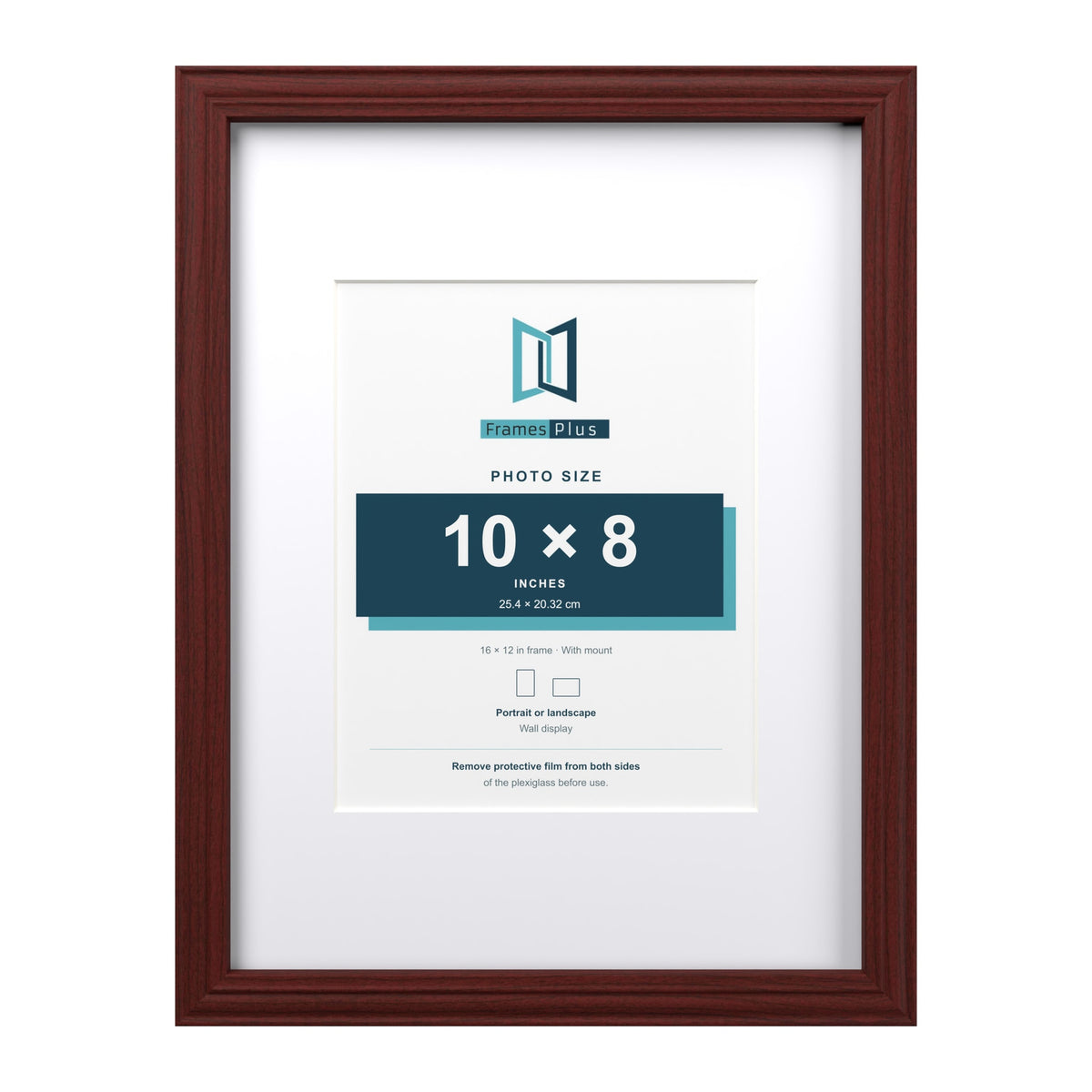 Devon Mahogany 16 x 12 inch picture frame with a white mount for a 10 x 8 inch photo