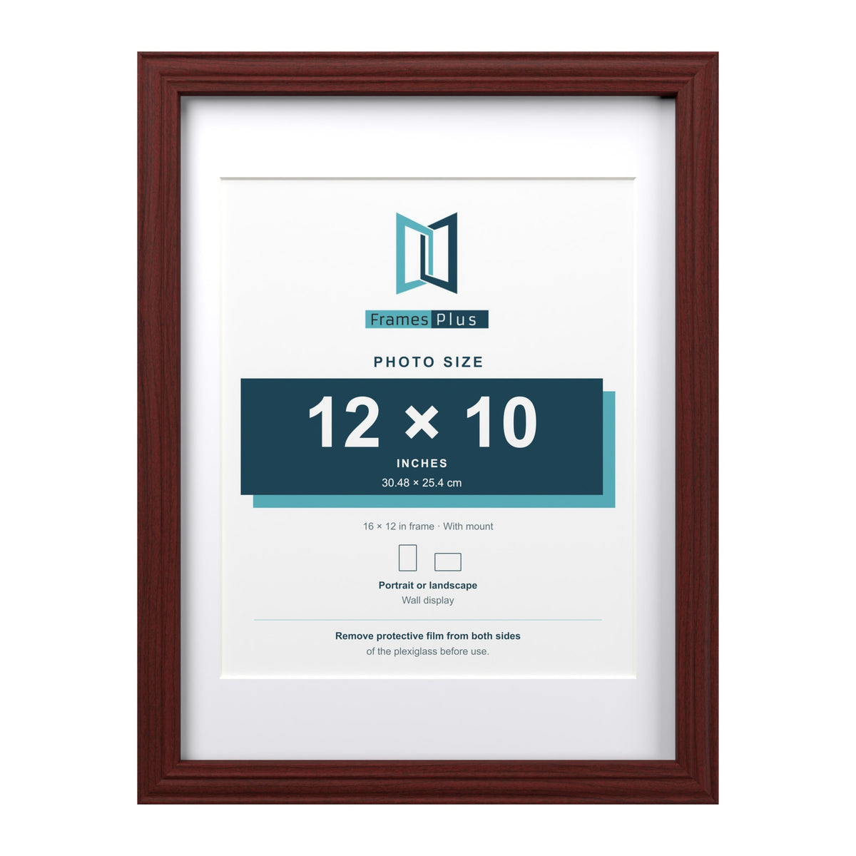 Devon Mahogany 16 x 12 inch picture frame with a white mount for a 12 x 10 inch photo