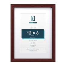 Devon Mahogany 16 x 12 inch picture frame with a white mount for a 12 x 8 inch photo