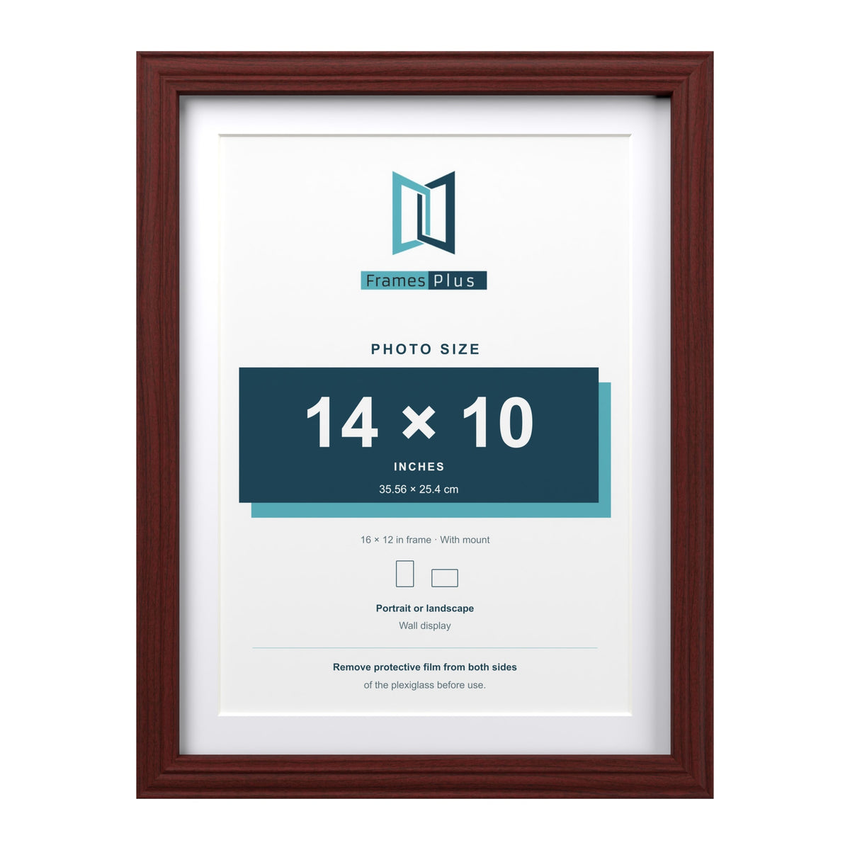 Devon Mahogany 16 x 12 inch picture frame with a white mount for a 14 x 10 inch photo