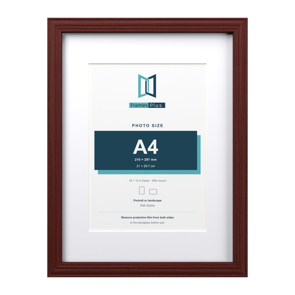Devon Mahogany 16 x 12 inch picture frame with a white mount for an A4 photo