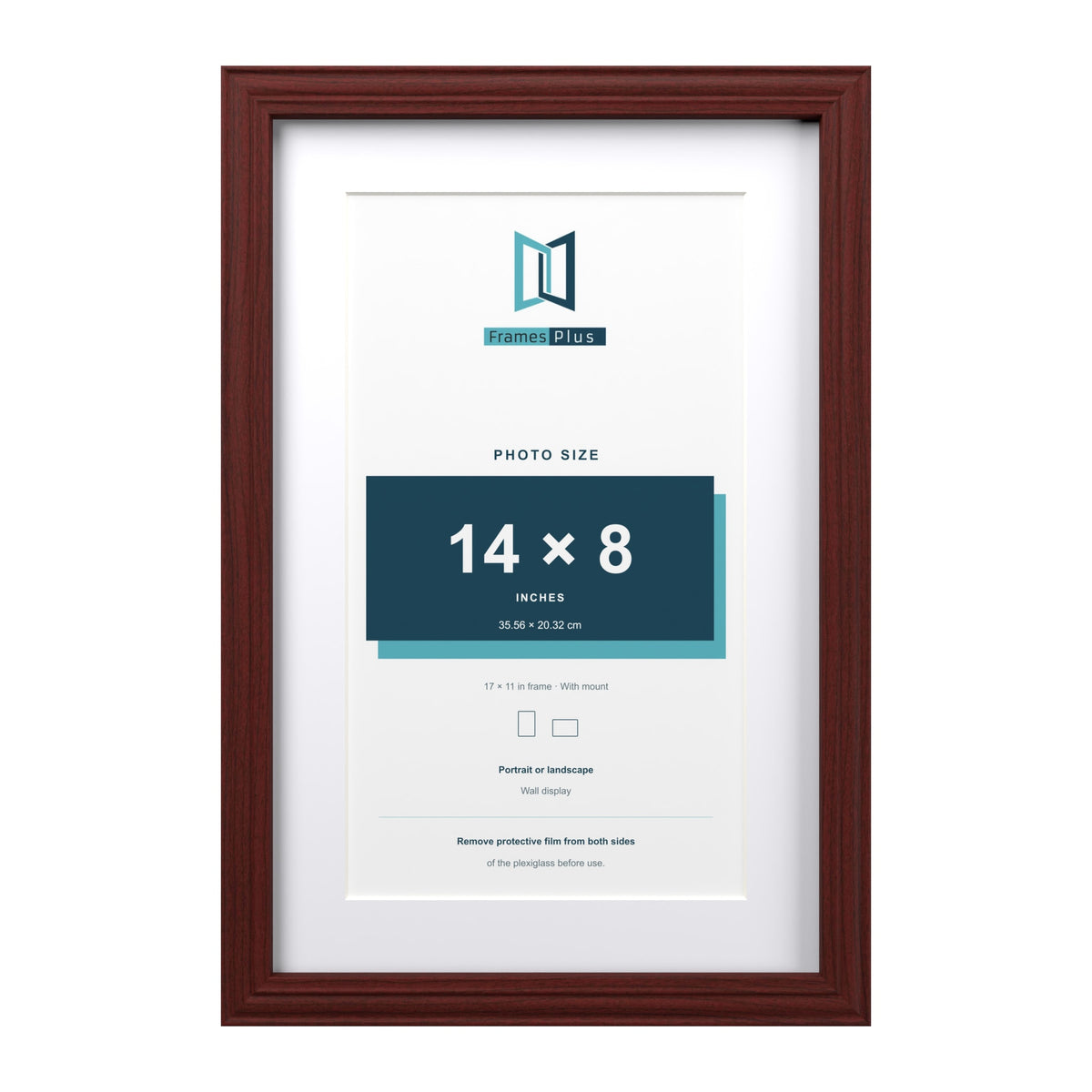 Devon Mahogany 17 x 11 inch picture frame with a white mount for a 14 x 8 inch photo
