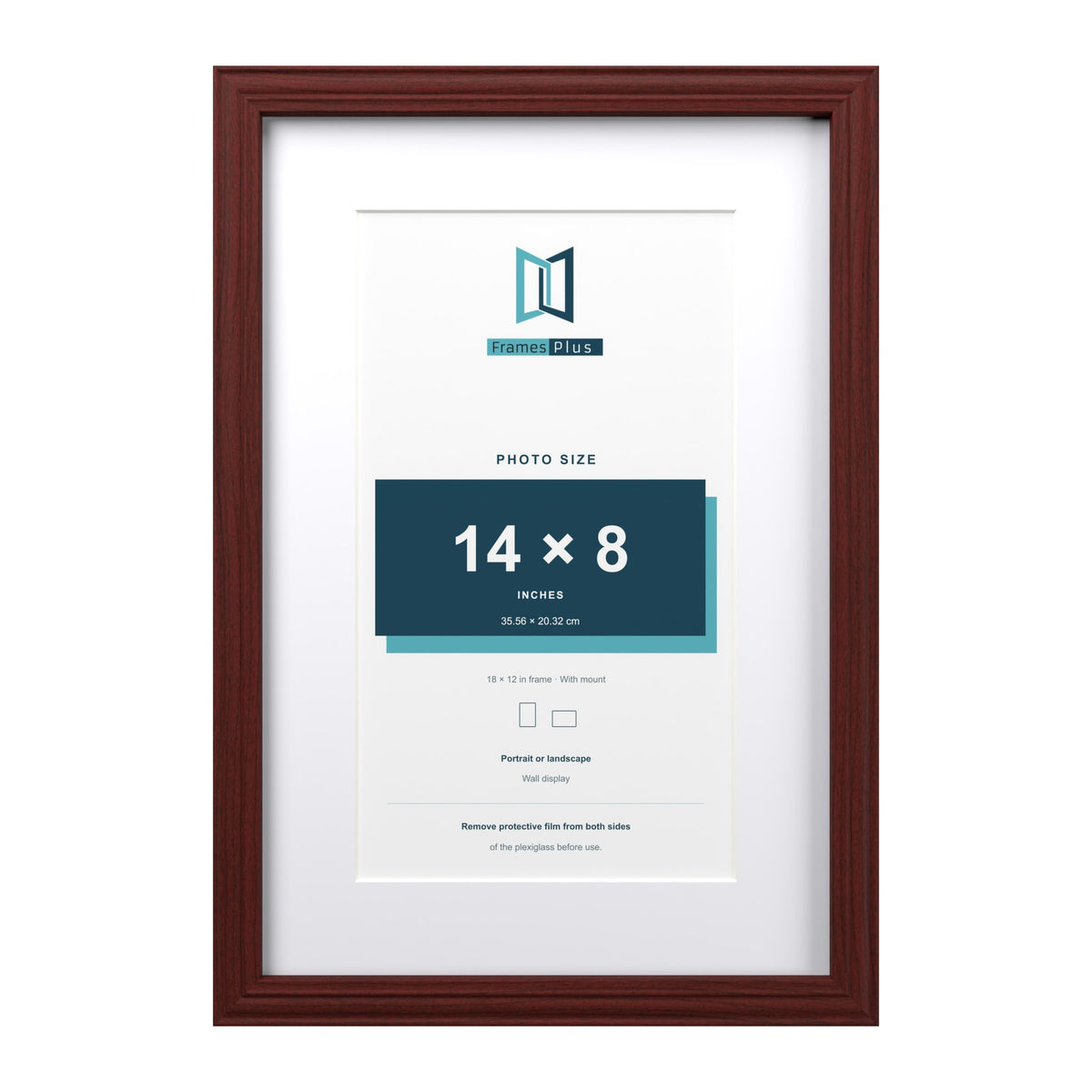 Devon Mahogany 18 x 12 inch picture frame with a white mount for a 14 x 8 inch photo
