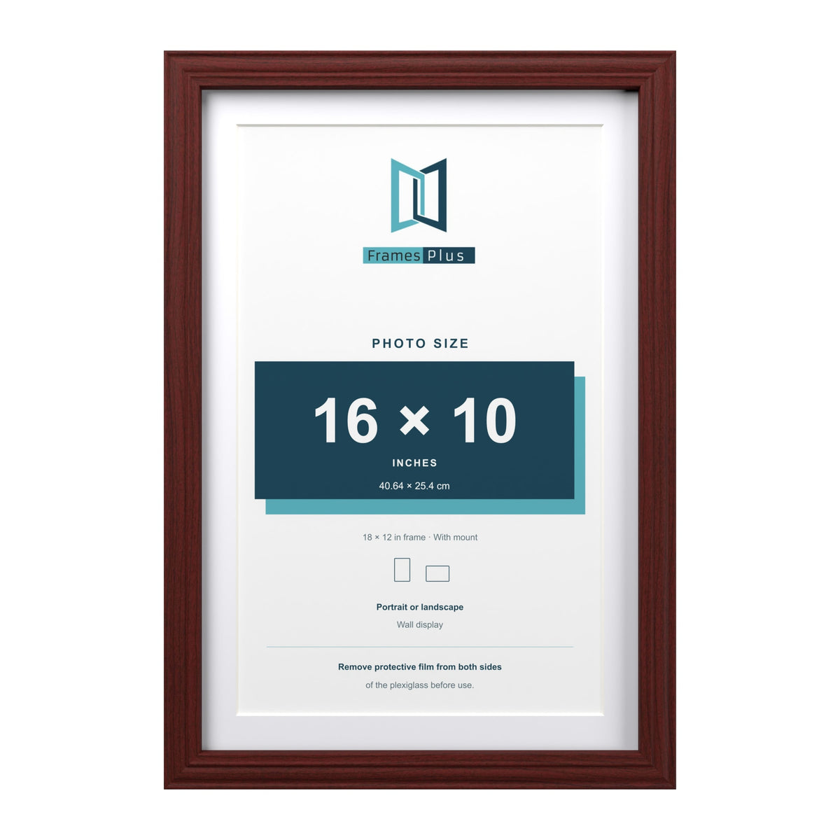 Devon Mahogany 18 x 12 inch picture frame with a white mount for a 16 x 10 inch photo