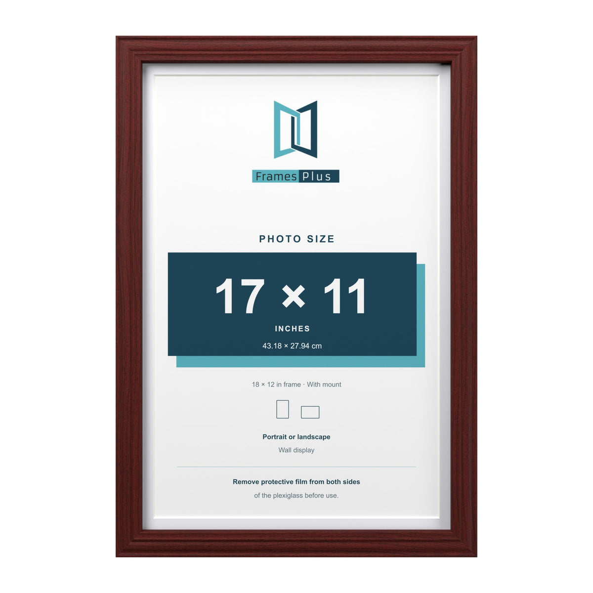 Devon Mahogany 18 x 12 inch picture frame with a white mount for a 17 x 11 inch photo