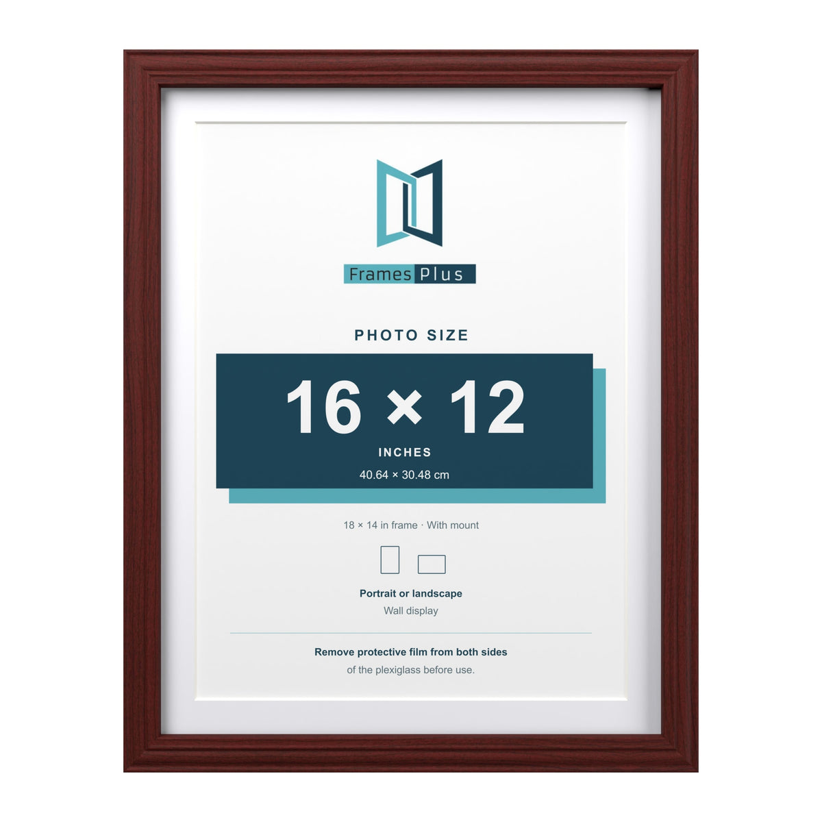 Devon Mahogany 18 x 14 inch picture frame with a white mount for a 16 x 12 inch photo
