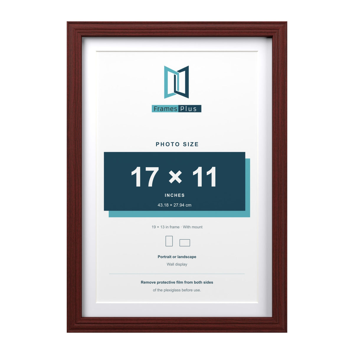 Devon Mahogany 19 x 13 inch picture frame with a white mount for a 17 x 11 inch photo