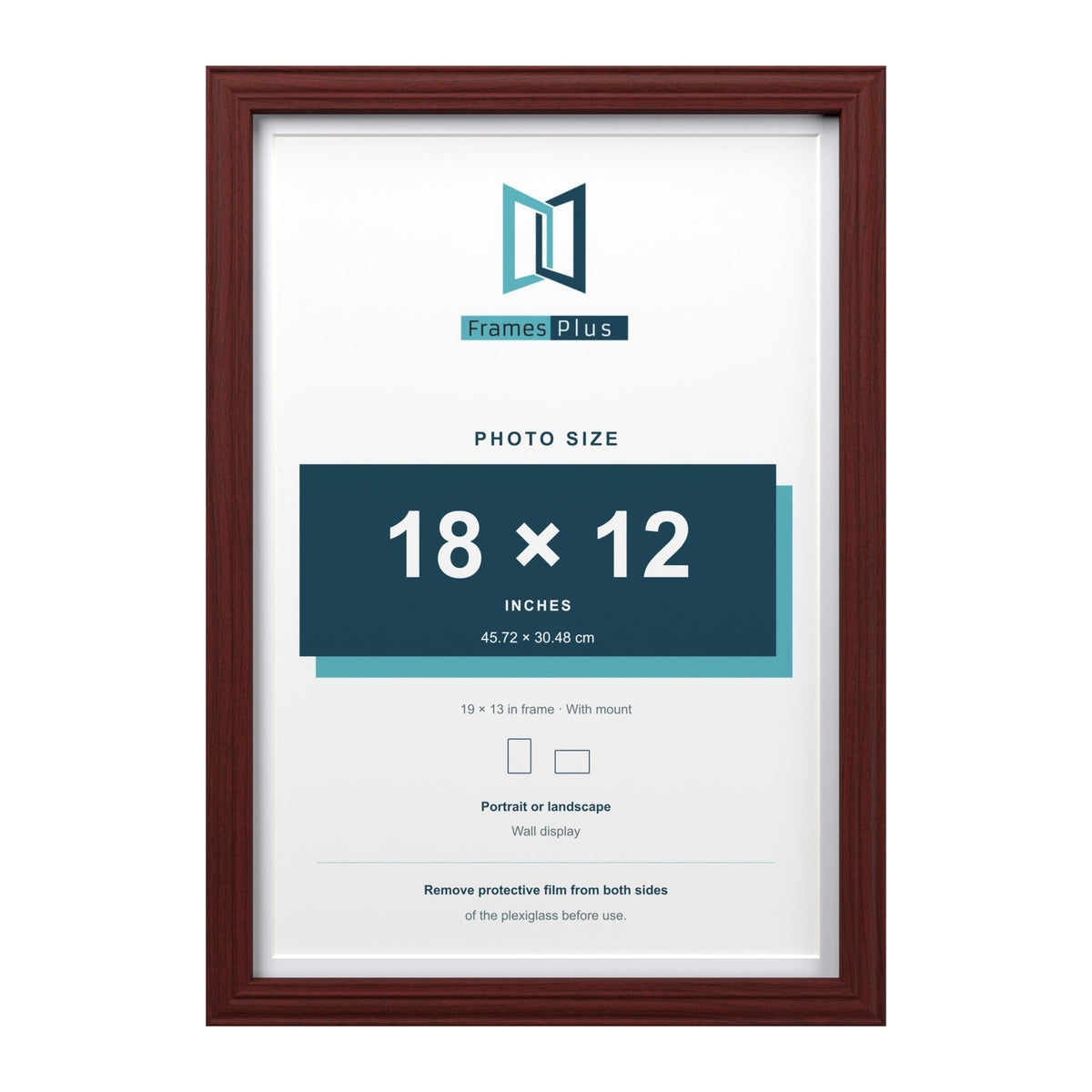 Devon Mahogany 19 x 13 inch picture frame with a white mount for an 18 x 12 inch photo