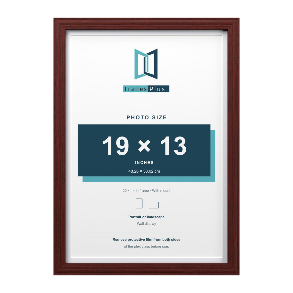 Devon Mahogany 20 x 14 inch picture frame with a white mount for a 19 x 13 inch photo