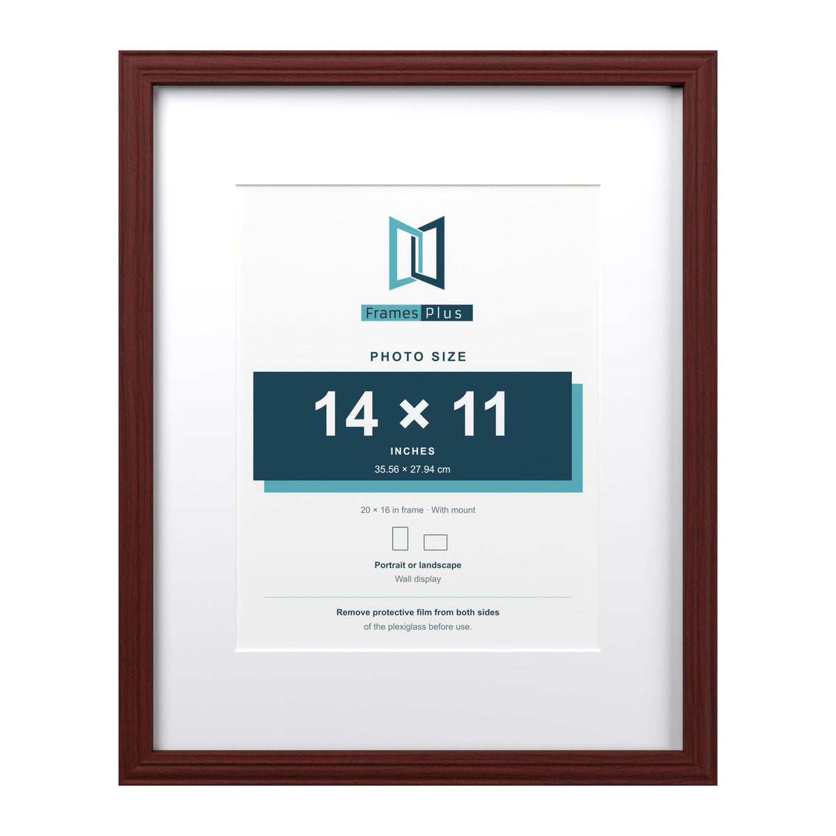 Devon Mahogany 20 x 16 inch picture frame with a white mount for a 14 x 11 inch photo