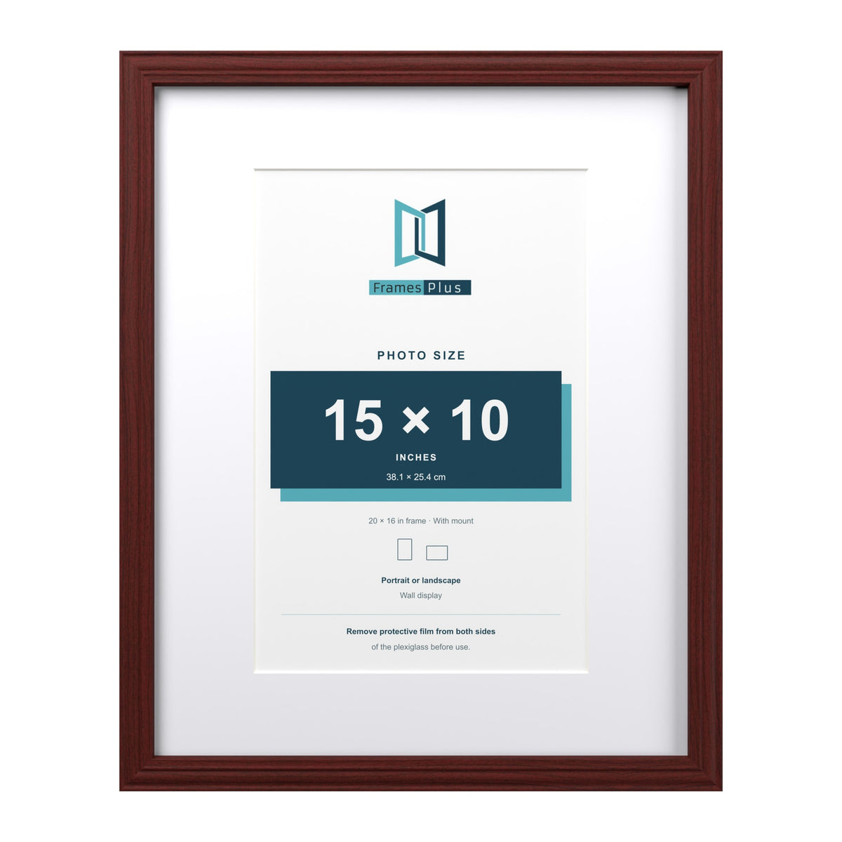 Devon Mahogany 20 x 16 inch picture frame with a white mount for a 15 x 10 inch photo