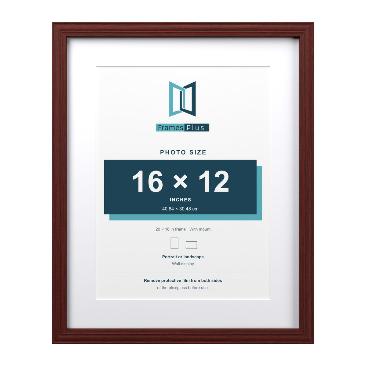 Devon Mahogany 20 x 16 inch picture frame with a white mount for a 16 x 12 inch photo