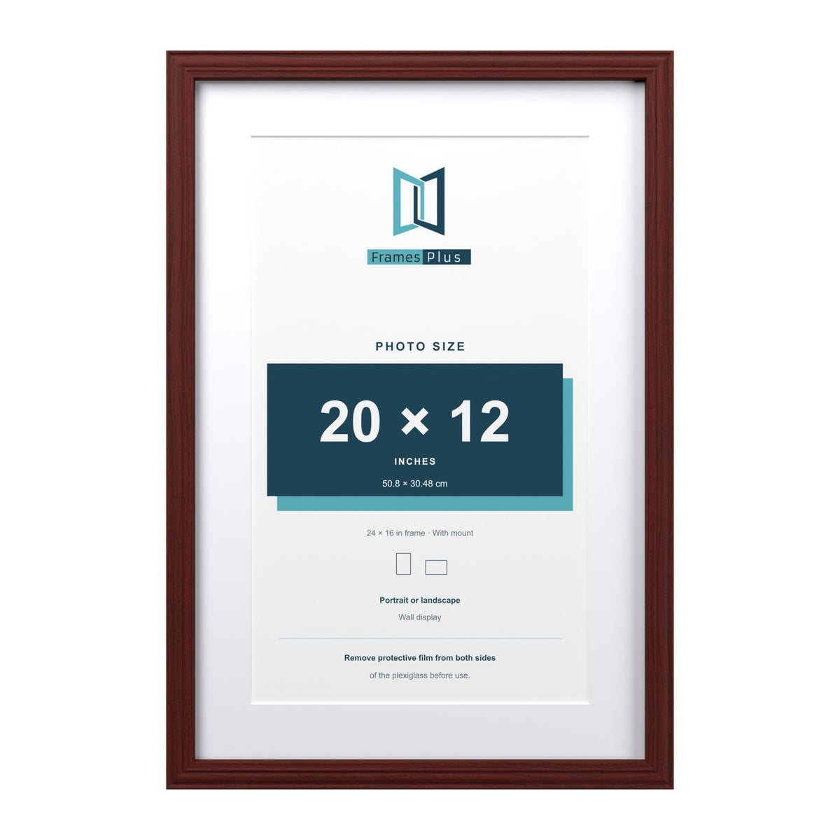Devon Mahogany 24 x 16 inch picture frame with a white mount for a 20 x 12 inch photo