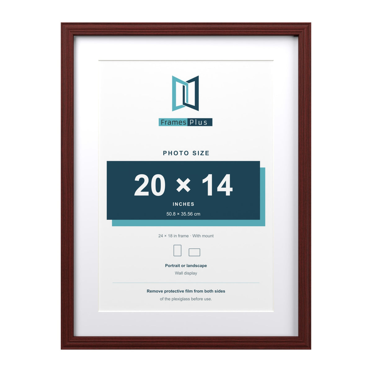 Devon Mahogany 24 x 18 inch picture frame with a white mount for a 20 x 14 inch photo