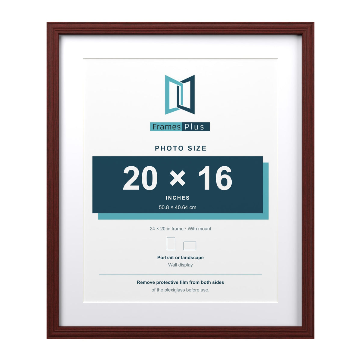 Devon Mahogany 24 x 20 inch picture frame with a white mount for a 20 x 16 inch photo