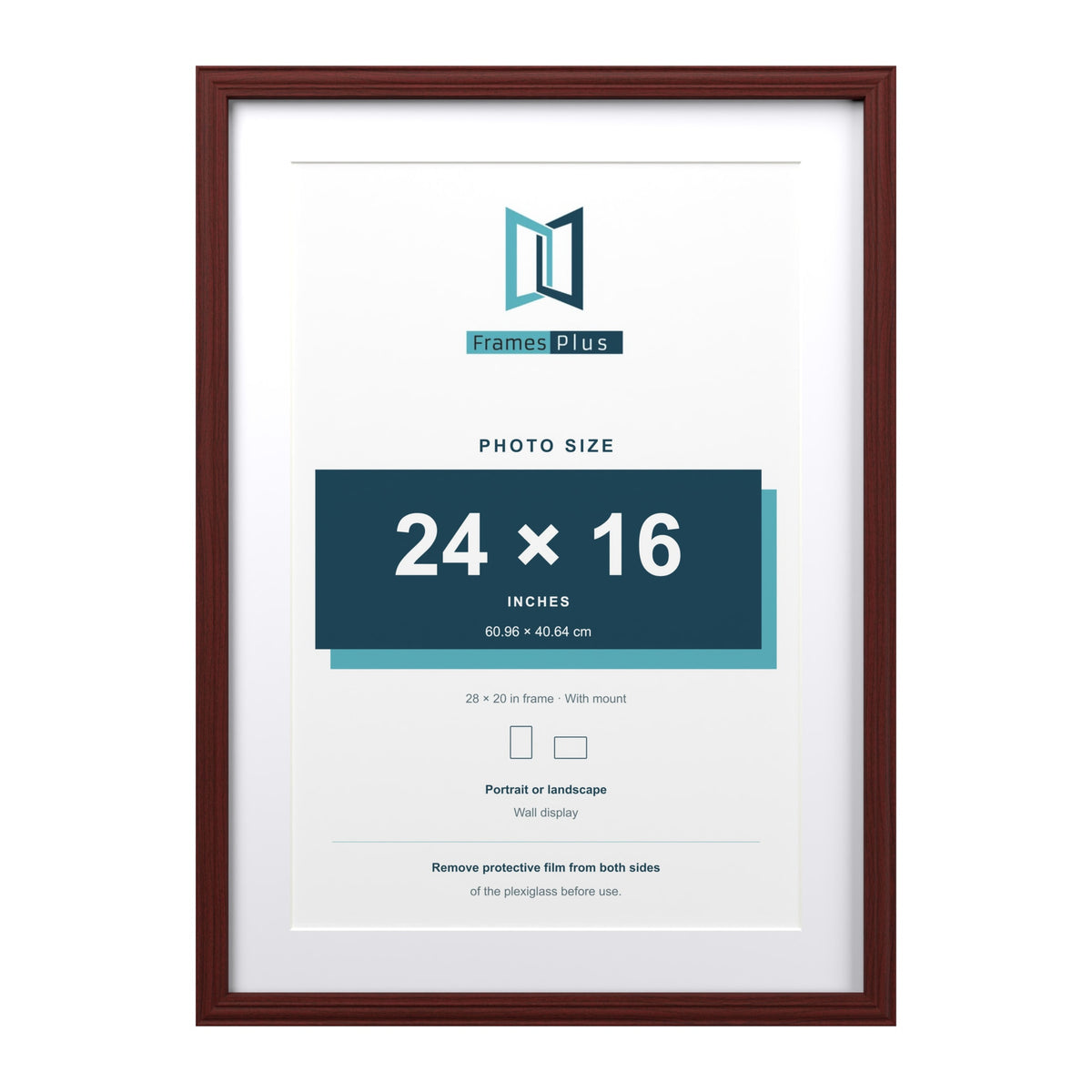 Devon Mahogany 28 x 20 inch picture frame with a white mount for a 24 x 16 inch photo