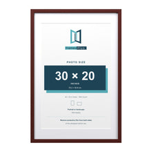 Devon Mahogany 36 x 24 inch picture frame with a white mount for a 30 x 20 inch photo