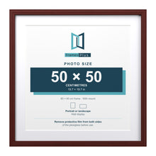 Devon Mahogany 60 x 60 cm picture frame with a white mount for a 50 x 50 cm photo