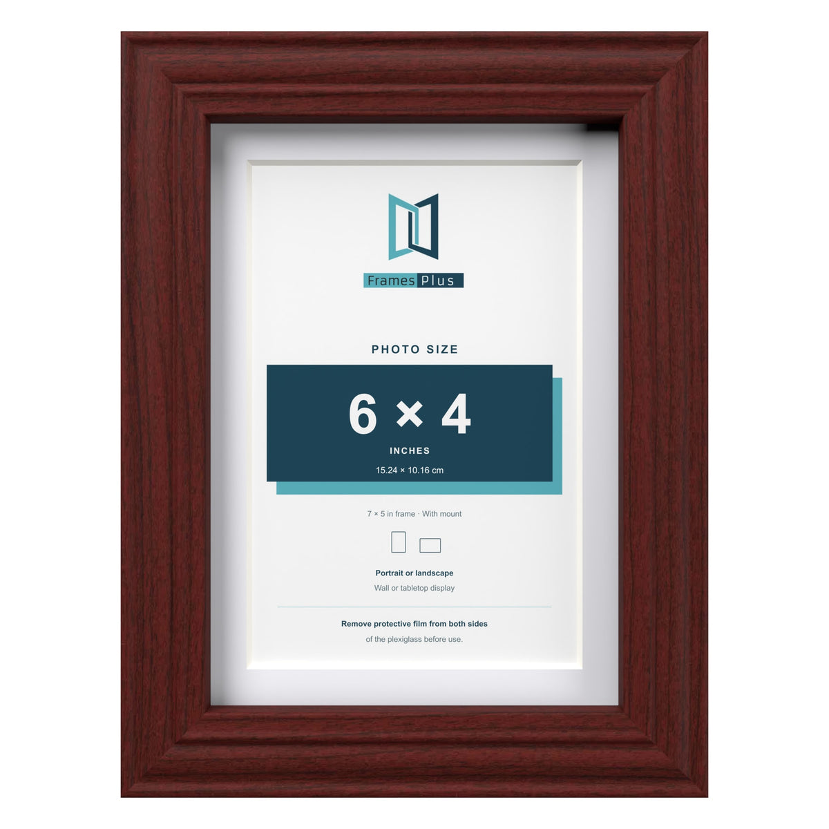 Devon Mahogany 7 x 5 inch picture frame with a white mount for a 6 x 4 inch photo