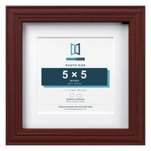 Devon Mahogany 7 x 7 inch picture frame with a white mount for a 5 x 5 inch photo